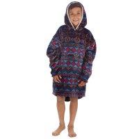 18C876: Kids Plush Oversized Hoodie- Aztec (One Size - 7-13 Years)